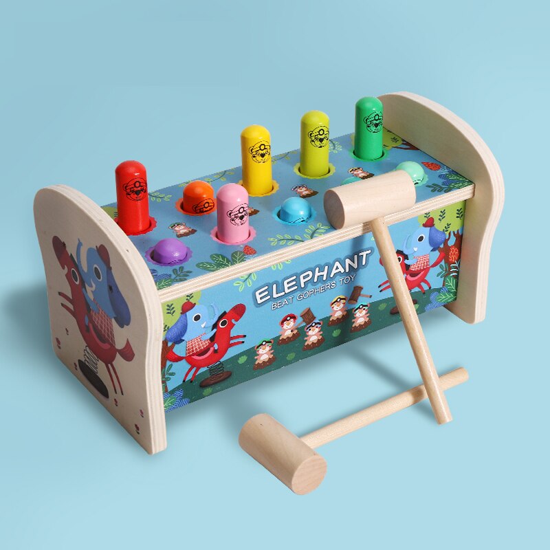 Giocattoli da banco per martellare martello panca in legno con martello giocattoli per bambini in età prescolare giocattoli educativi giochi divertenti per bambini: Shake elephant