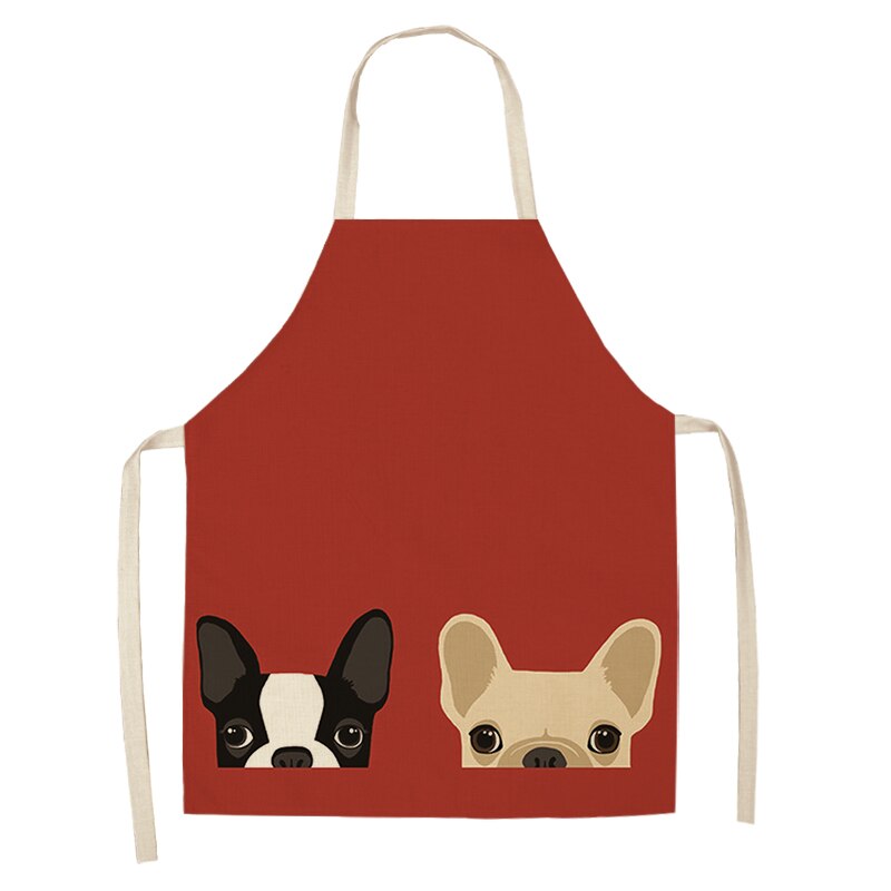 1Stck Nette Karikatur Hund Katze Gedruckt Küche Schürzen Baumwolle Leinen Hause Kochen Backen Kaffee Einkaufen Reinigung Zubehör 53*65cm: K