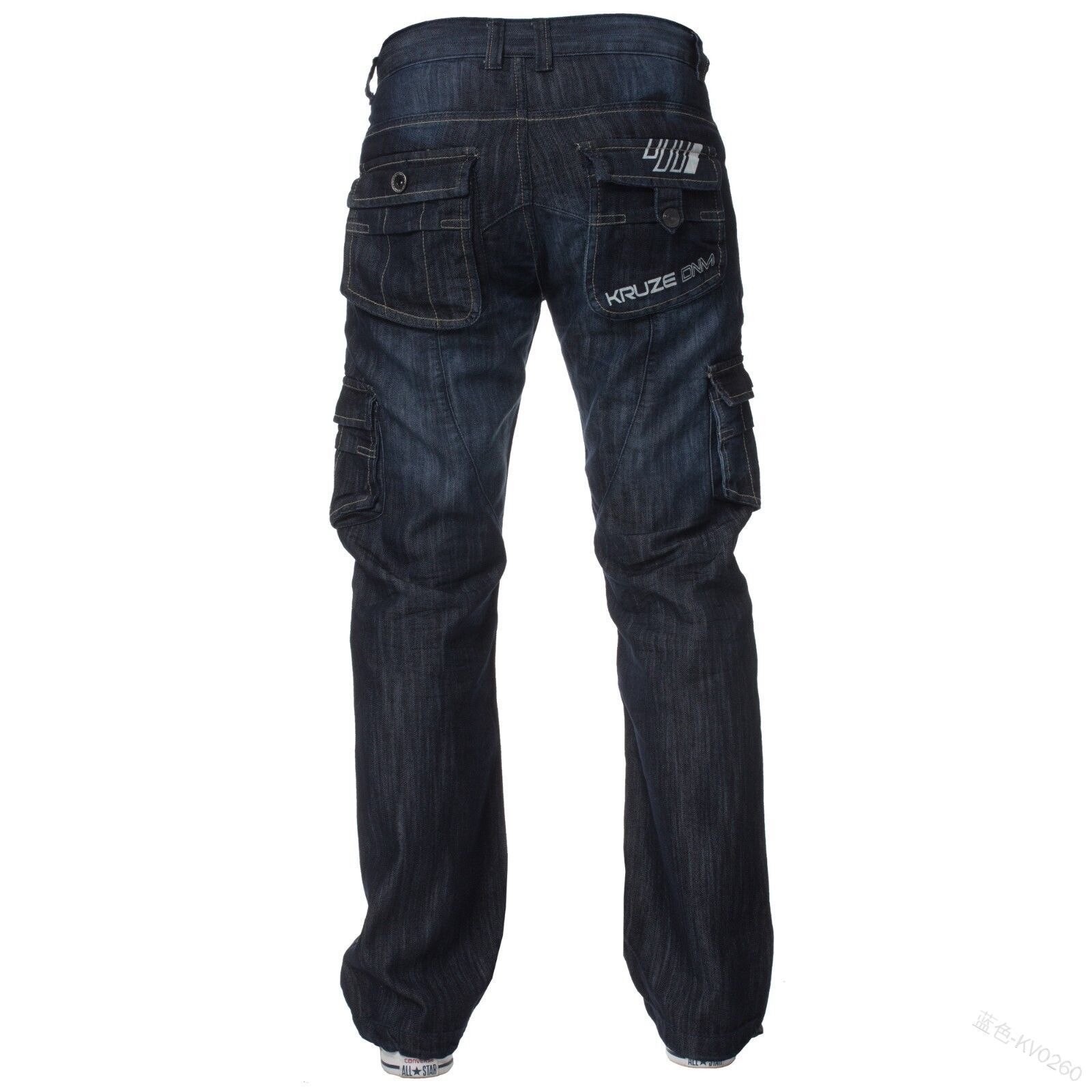 Denim jogger heren cargo jeans gewassen denim lange broek met zakken plus size patchwork jeans