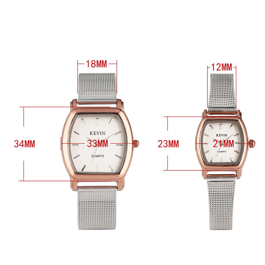 KEVIN Watch Couple Stainless Steel Wristwatch Quartz Movement Casual Men/Women Pin Buckle Watches Lovers Watch
