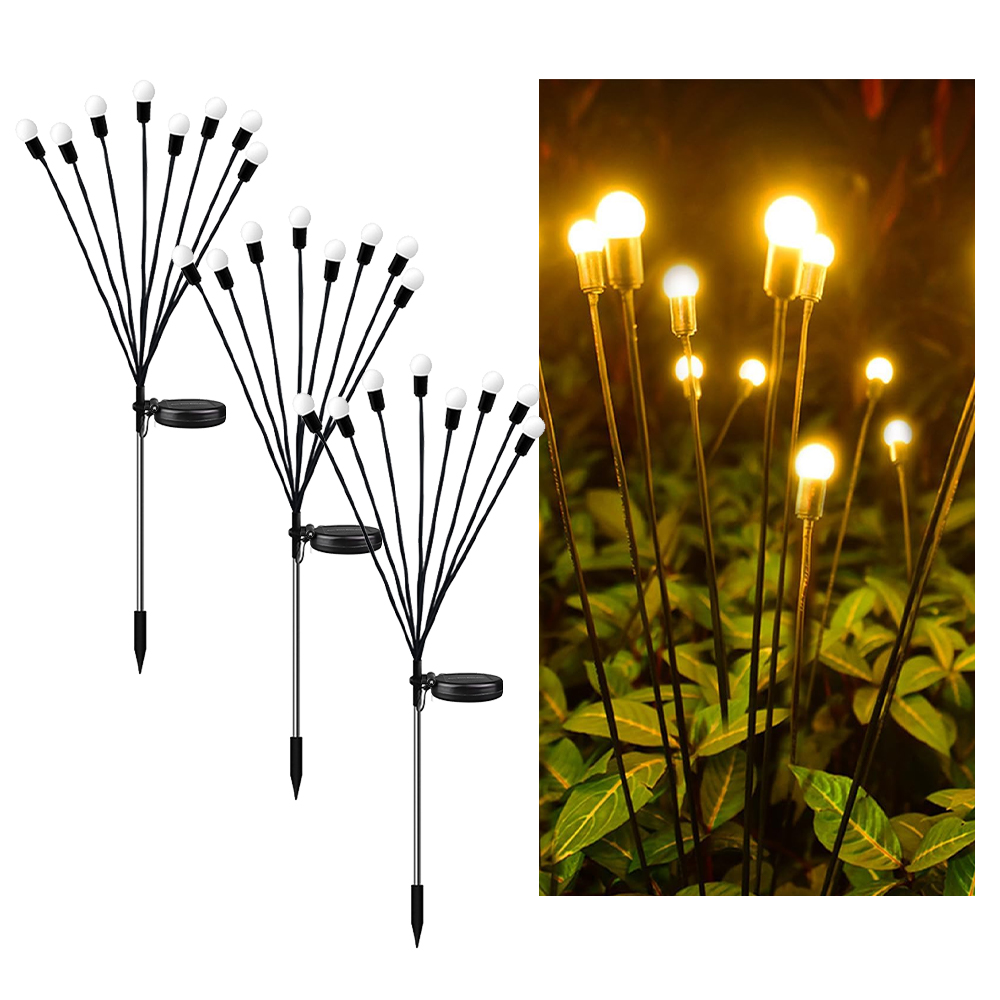 1pc stk . 6/8/10 led-pakke med solcelledrevne ildfluelys, opgraderede solcelledrevne havelys udendørs vandtætte solcelledrevne svajende landskabslys: Lyserød