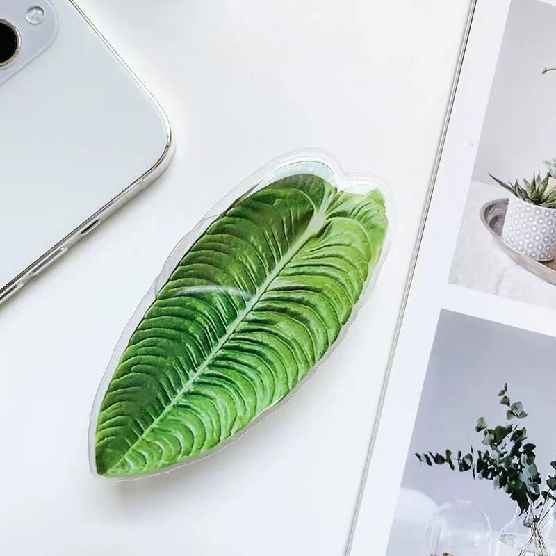 Cute Green Plants Leaves Universal Phone Holder Griptok Support For iPhone Grip Tok Folding Finger Stand Socket: black