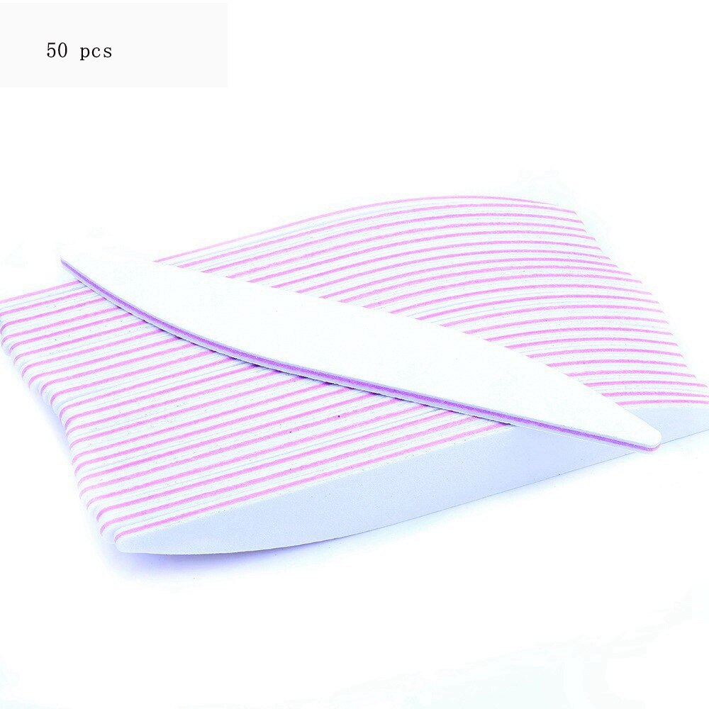 50 stk neglefil buffer blok hvid pileblad stil til nail art uv gel lak fil sandpapir manicure værktøjer fil: 04