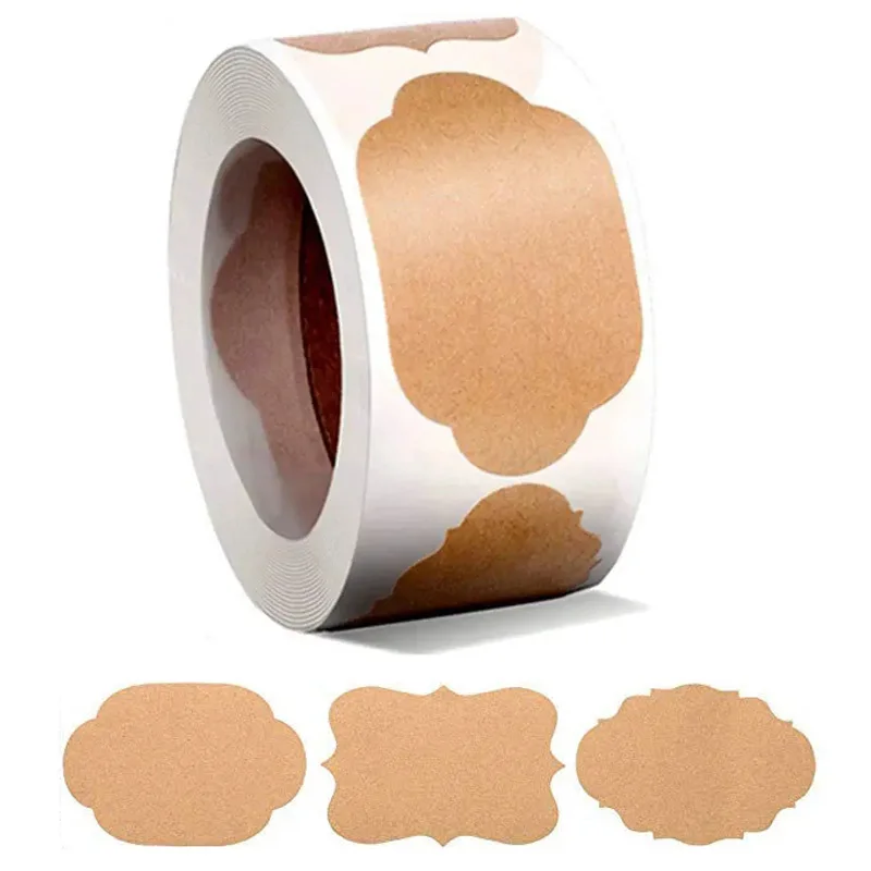 Pegatinas de papel Kraft, etiquetas en blanco, papelería hecha a mano, etiquetas de , decoración de papel, etiqueta de tarro de especias, pegatina de sellado de sobre DIY: Oro