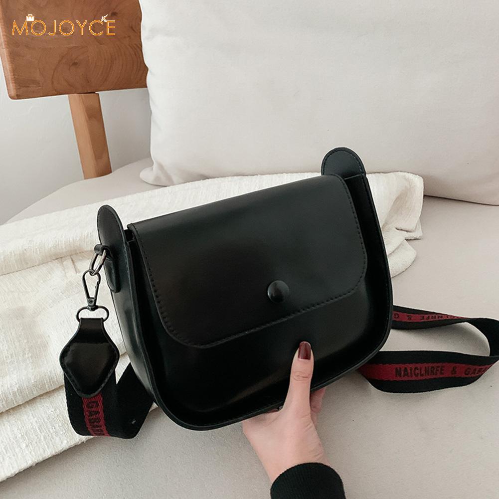 Frauen fest Farbe Schulter Tasche lässig weit Bote Handtaschen weiblich retro klein PU Leder Crossbody Taschen