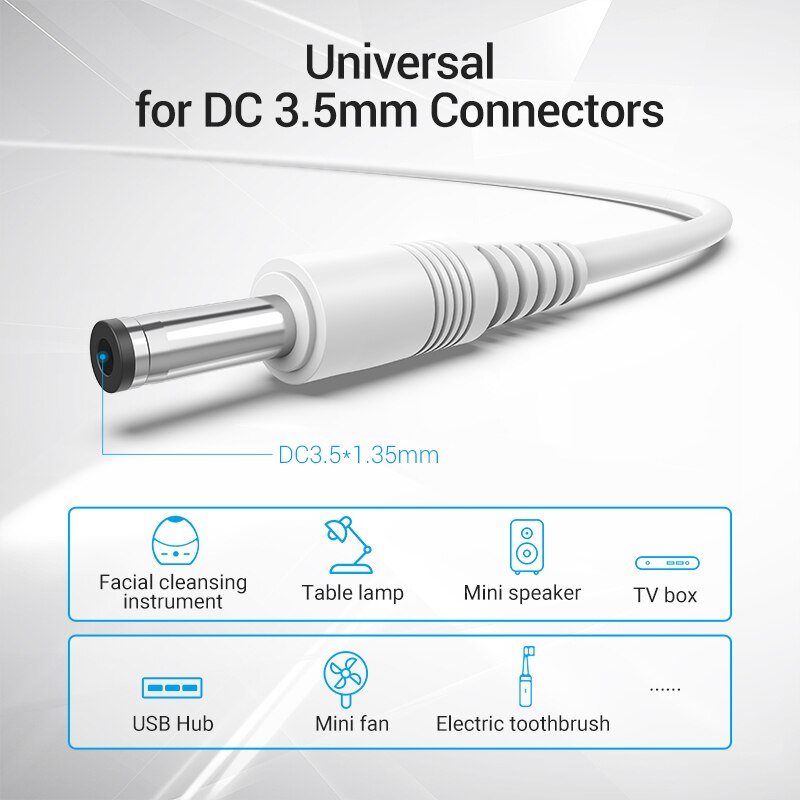 Vención de La USB A DC 3,5mm USB un macho A 3,5 Jack conector 5V adaptador de cargador de fuente de alimentación Cable de alimentación para el Cable HUB USB Cable de alimentación para ventilador