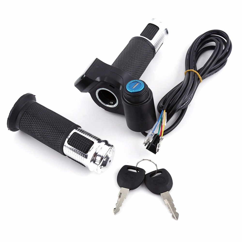 1 Set Aluminium Alloy Twist Throttle 5 wires Grips with LED Display Handle Key Knock Electric Bike Scooter Accelerator Parts