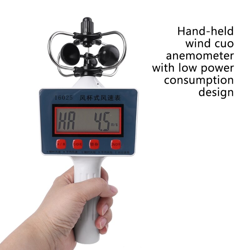 Cup Style Anemometer Wind Speed Gauge, High Sensitivity Digital Average Wind Speed for Measuring Wind Wind