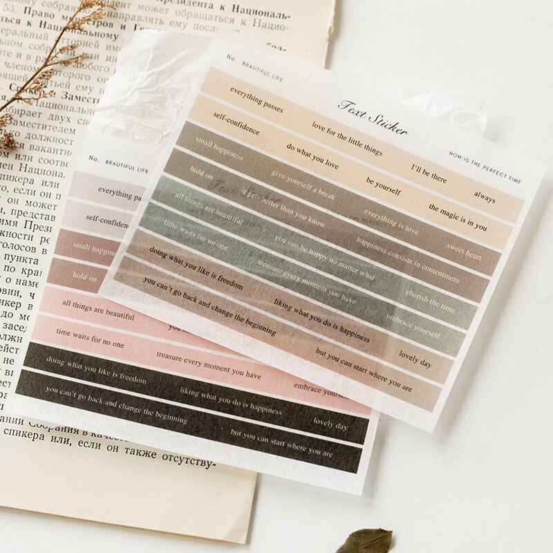 Leuke Stickers 8 Vellen Healing Uur Licht Serie Tekst Sticker Art Strip Journal Materiaal Decoratie Stickers Stationair