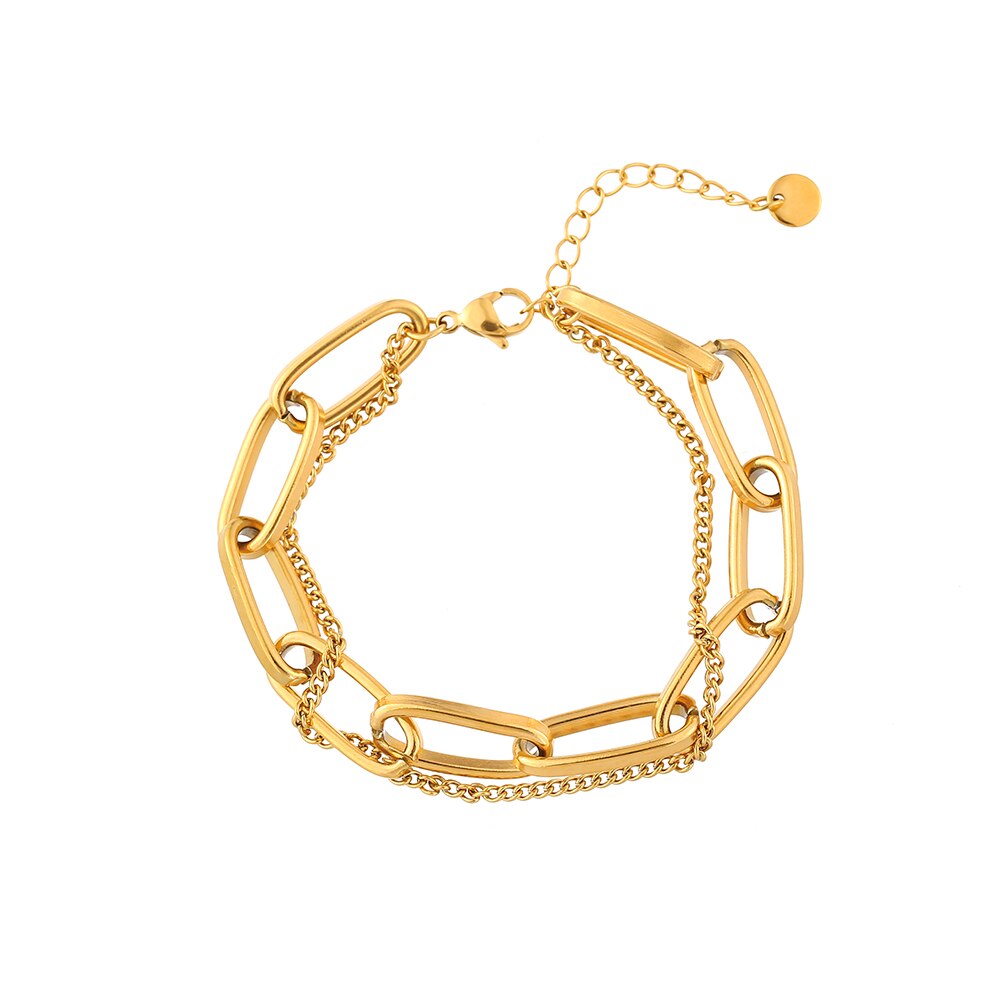 Elo da Cadeia de moda Pulseira de Aço Inoxidável Pulseira para As Mulheres Exquisite Gold Metal Pulseira Jóias de Presente Da Menina Da Praia брелок