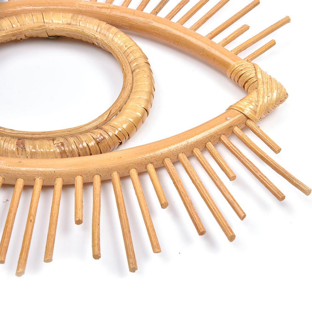 Eye Shape Decor Mirror Frame Rattan Art Decor Makeup Mirror Dressing Bathroom Wall Hanging Mirror Frame Crafts