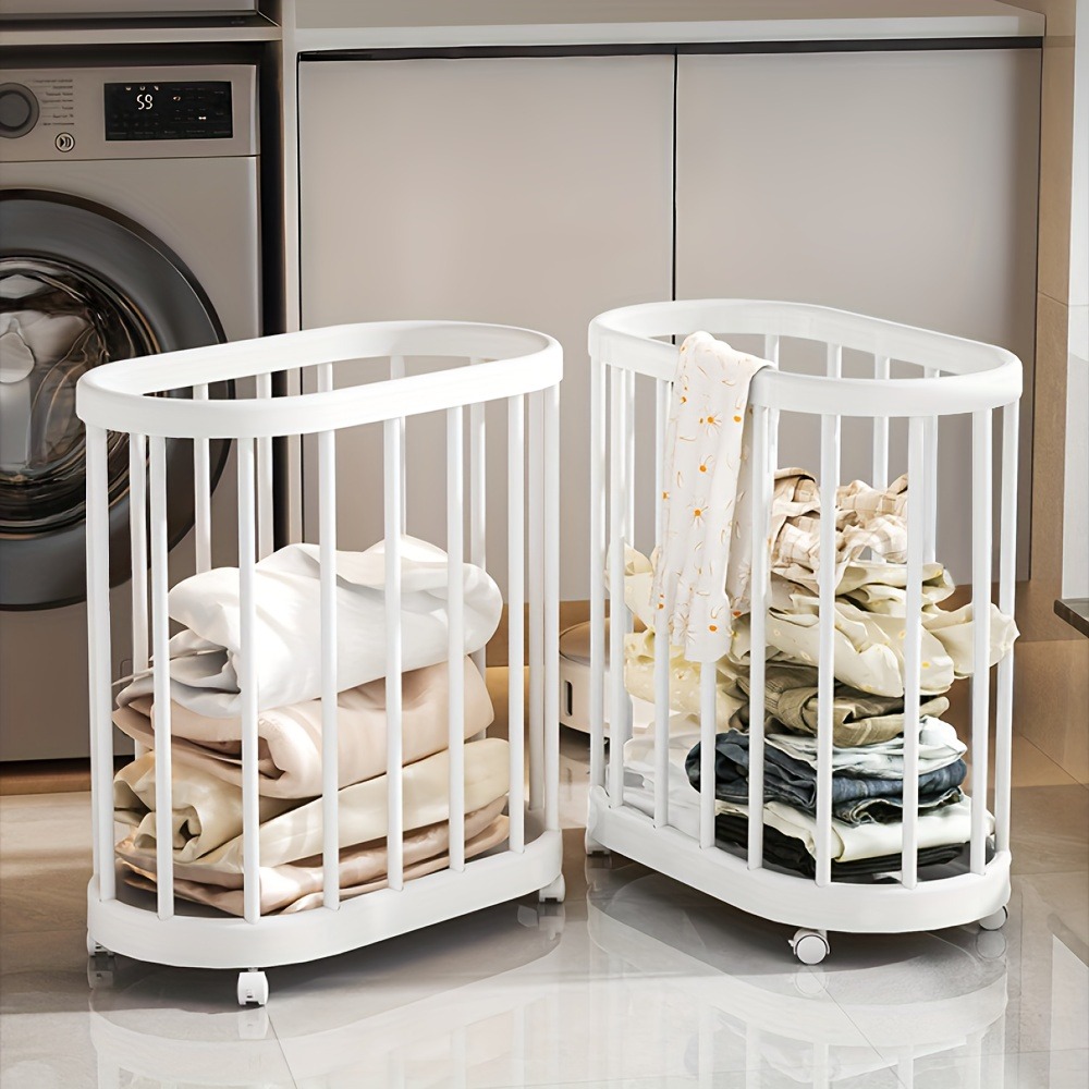 1PC Large Household Laundry Basket,Multi-functional Storage Organizer with Casters, Suitable for Yoga Mat&Racket Storage Basket