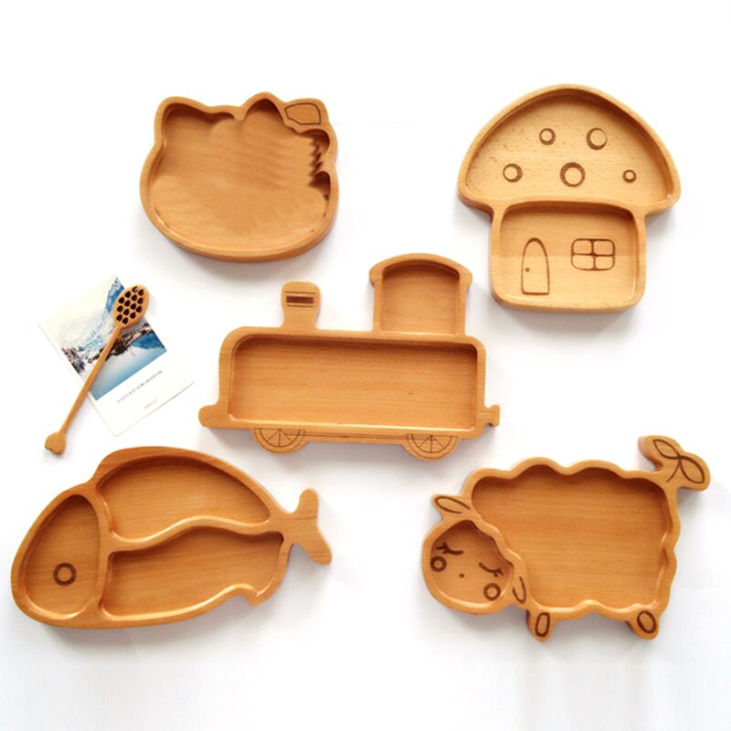 Dessin animé mignon animaux plaque en bois cuisine créative enfants aiment les plats en bois