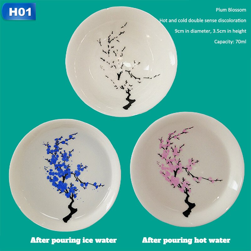 Taza japonesa Coreana de temperatura fría y , taza de Sake con cambio mágico de Color, taza de té de cerámica, tazón de té: 01
