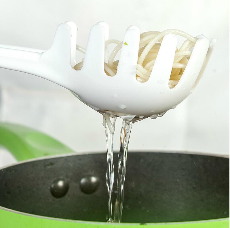 Kitchen White Practical Noodle Spoon Cooking Pasta Scoop PP Heat Resistant Colander With Hole Long Handle Multipurpose Durable