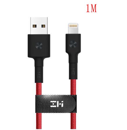Original youpin zmi mfi sertifisert lightning usb kabel type-c kabel lader dataledning for xiaomi iphone  x 8 7 6 plus magnetisk: Rød 1m