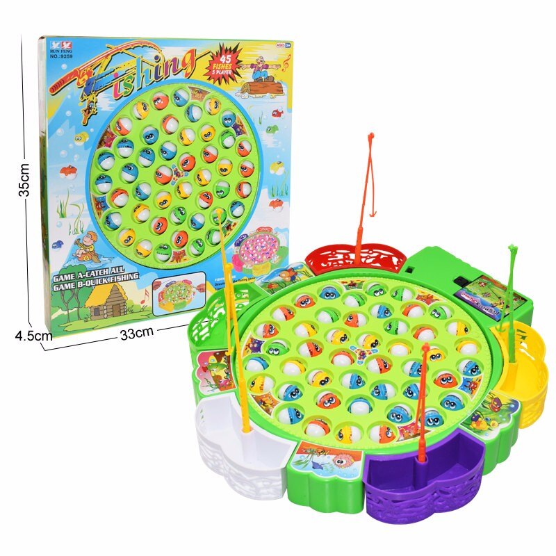 freundlicher Angeln Spielzeug Elektrische Rotierende Angeln Spielen Spiel Musikalische Fisch Platte einstellen Magnetische draussen Sport Spielzeug für KidsGifts