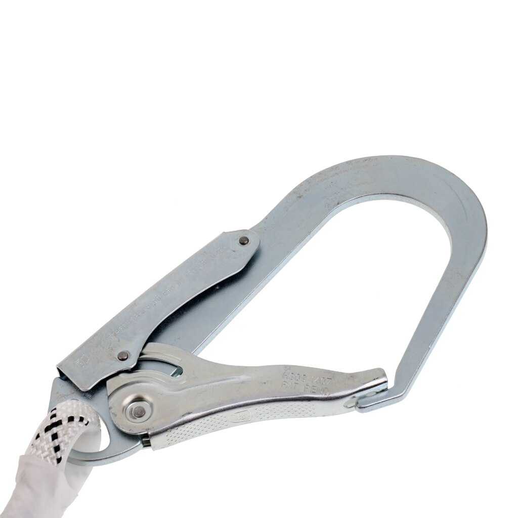 High Strength Polyester Safety Shock Absorbing Lanyard Dual Leg Gear Equipment + 2 Large Snap Hooks + Carabiner