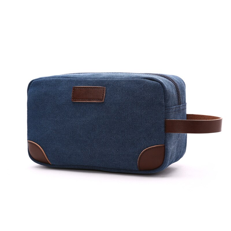 Men Women Cosmetic Bags Case Casual Portable Canvas Solid Color Cosmetics Storage Bag Organizer Neceser Maquillaje: Dark Blue