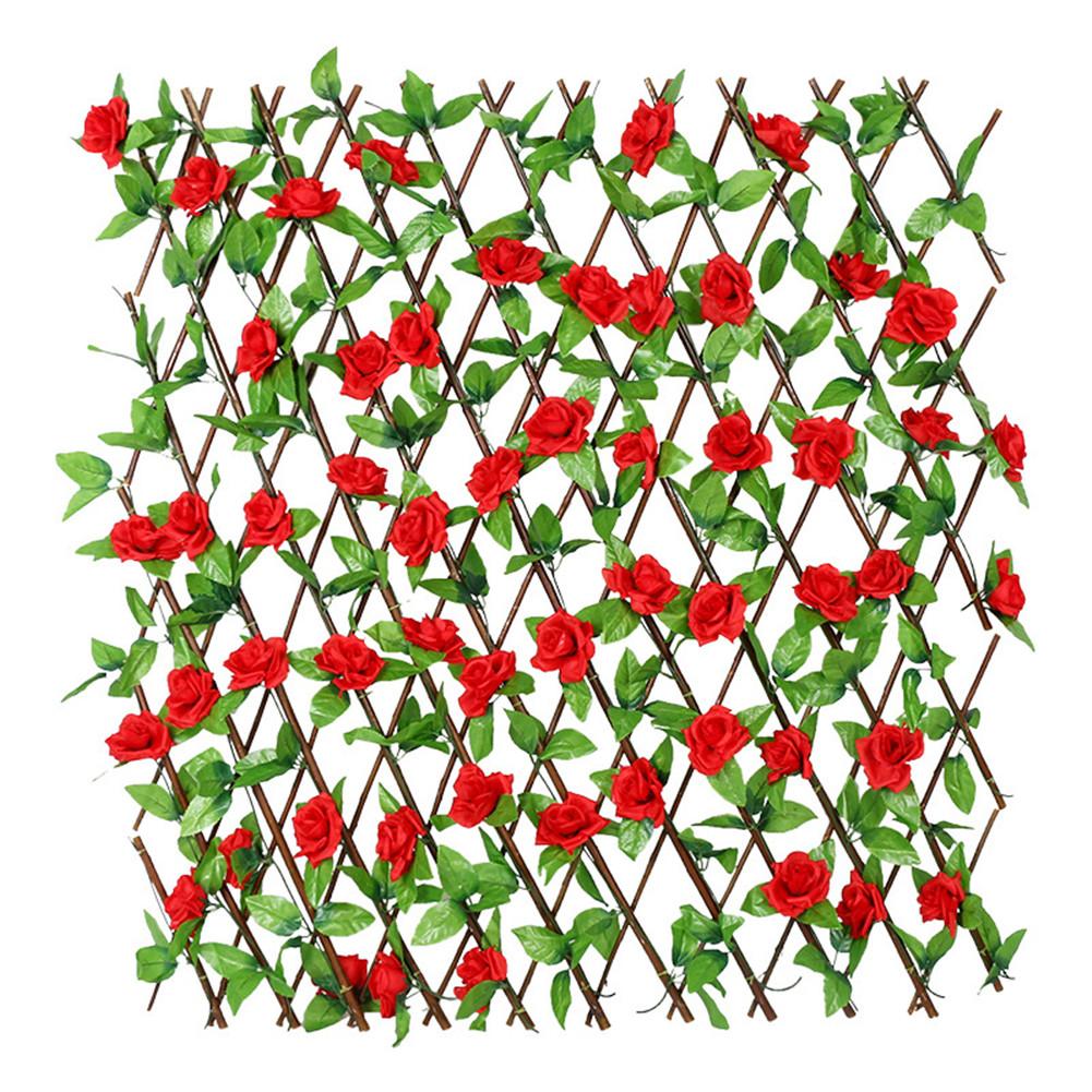 Artificial Garden Flowers Leaves Plant Fence Privacy Screen Etractable Extension For Outdoor Fencing Backyard Home Greenery Wall