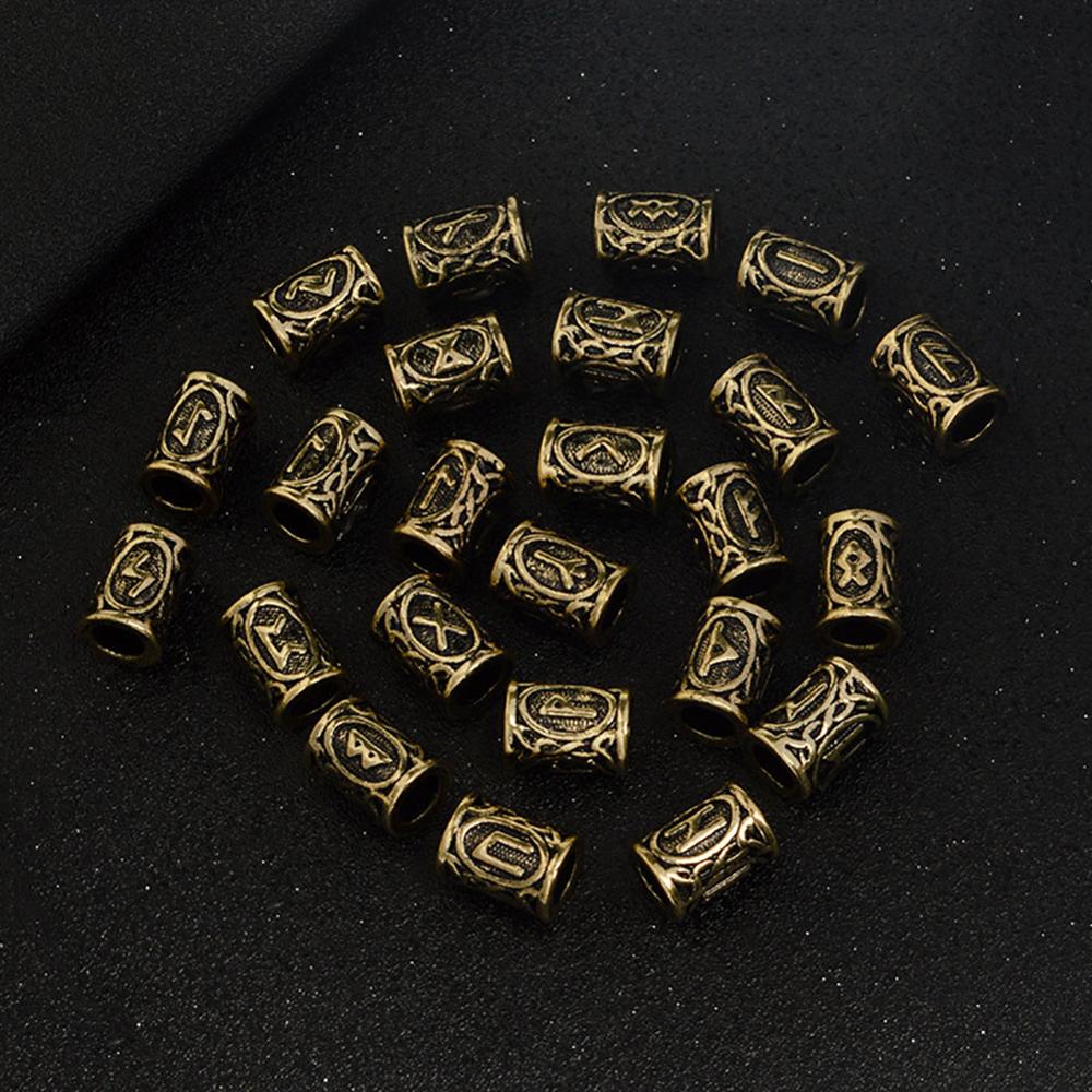 24 stks/set DIY Originele Viking Runen Charmes Kralen voor Armbanden voor Hanger Ketting voor Baard of Haar Vikings Rune Kits sieraden
