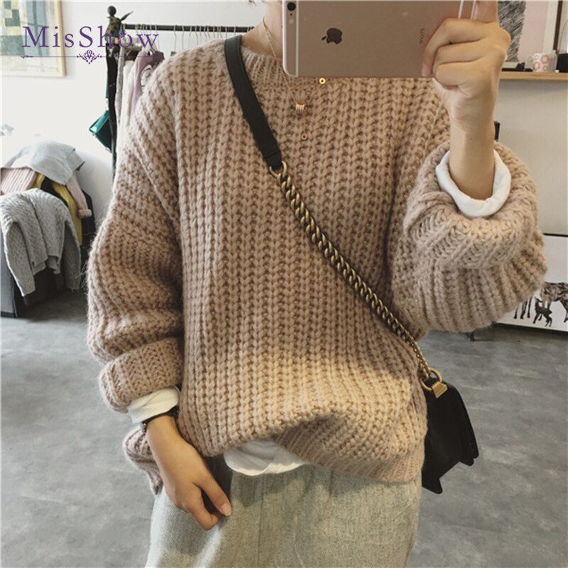 Cold-Shoulder Round Neck Sweater main image 0