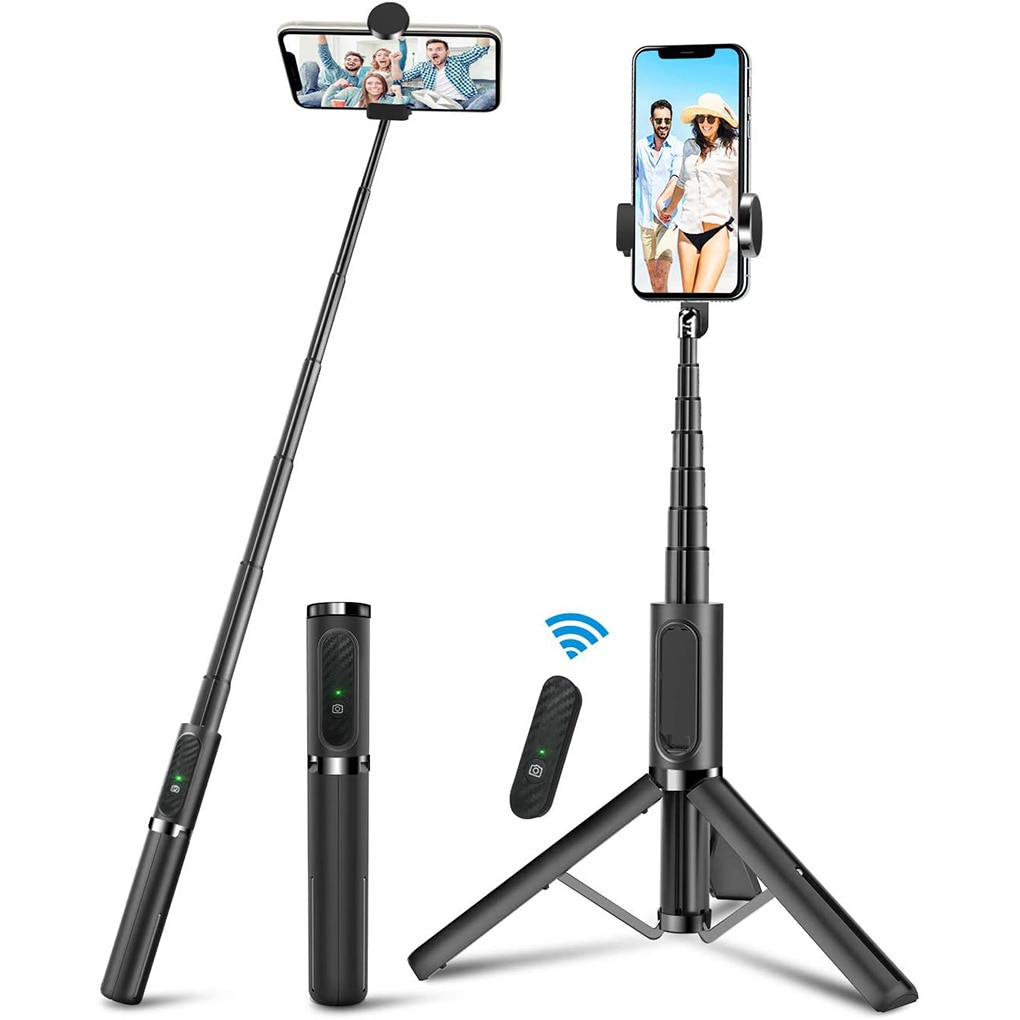 Alle In Een Aluminium Selfie Stok Afneembare Telefoon Statief Met Draadloze Afstandsbediening