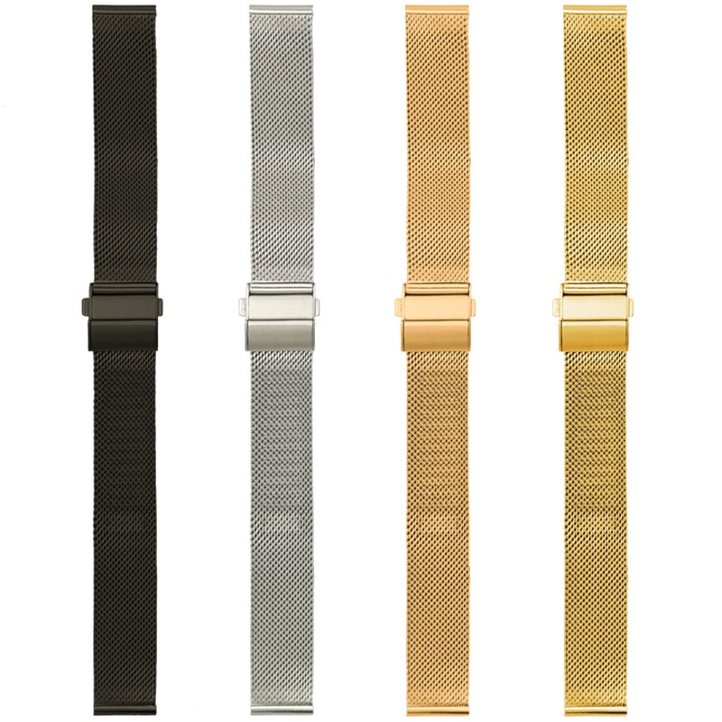Bracelet de montre tissé en acier inoxydable à libération rapide, 16mm 18mm 20mm 22mm bracelet de montre universel milanais bracelet de montre