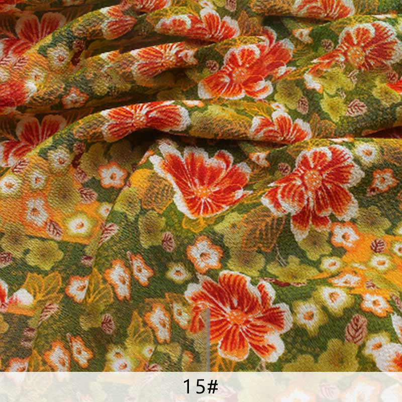 Japansk blomstret stof polyester rynkestof til kvinders hårtilbehør 4*4cm/ stk 10 stk/parti  p65: 15