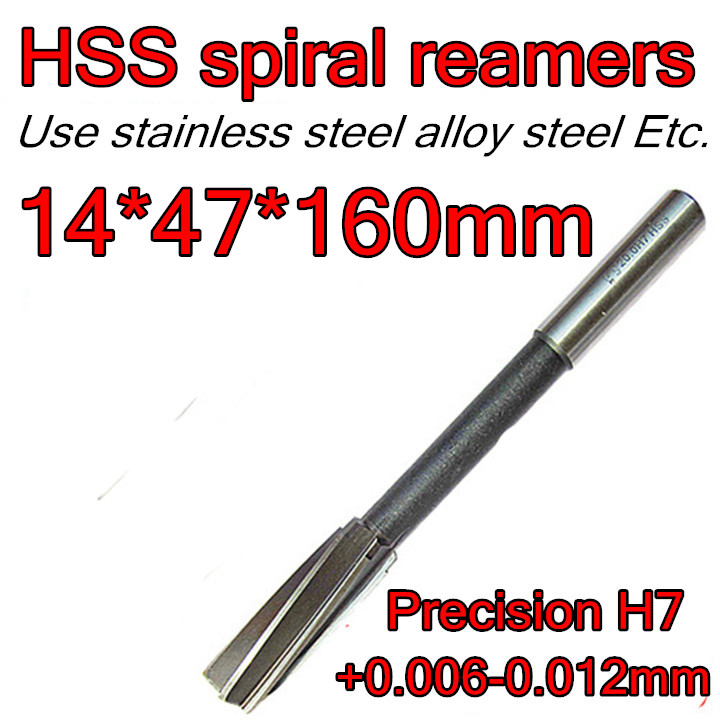 14*47*160mm 1 stks Verwerking lengte 47mm Bladsteel 12.5mm HSS spiraal ruimers boor Precisie H7 + 0.006-0.012mm