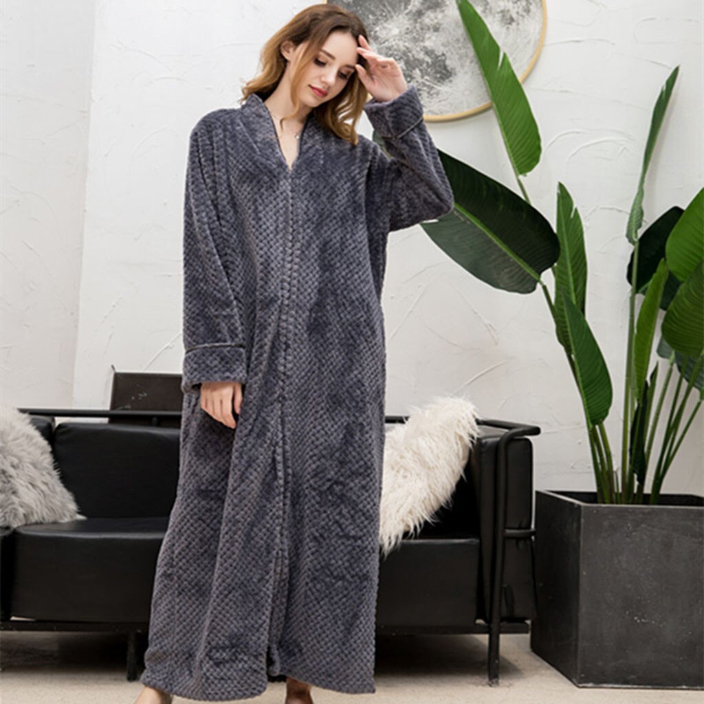 Dressing Gowns For Women,Fleece Ladies Soft Tie Front Dressing Gown Robe Sleepwear Bathrobe Long Marks and Spencer Robe F20