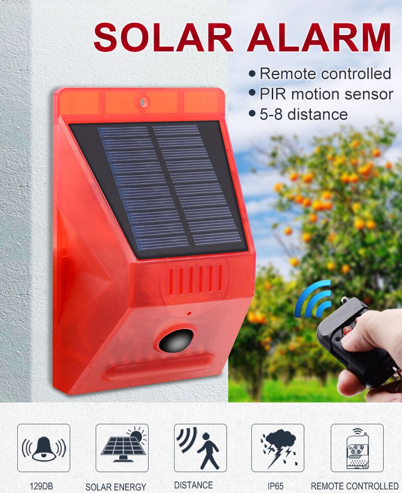 Solar sensor alarm, outdoor anti-theft alarm, breeding orchard farm, infrared remote control alarm light