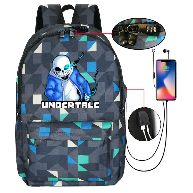 Mochila de juegos Undertale AN-ti Lost para adolescentes, Mochilas con carga USB para mujer, Mochilas para adolescentes, Mochilas para niñas: Nude