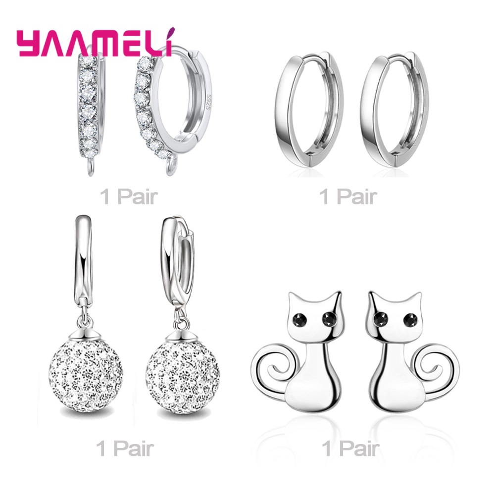 Trendy Vrouwen Oorbellen Echt 925 Sterling Zilver Natuurlijke Kristal Parel Party Accessoires 4 Paar Gemengde Sieraden
