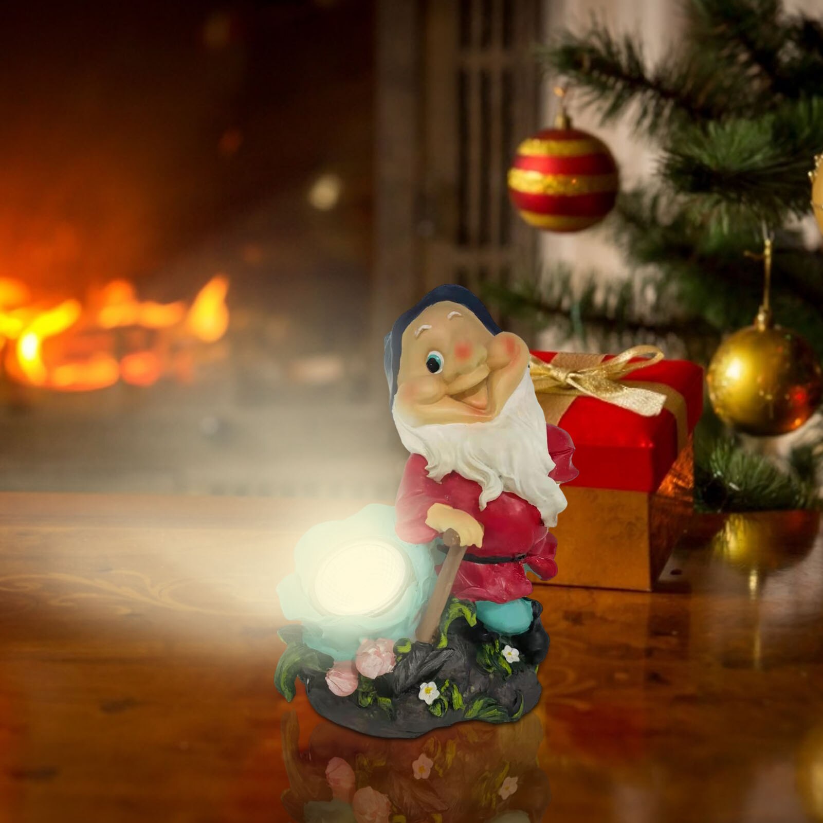 Fairy Garden Miniatures Gnome Dwarf With Solar LED Light Gnome Figurines Garden Gnomes Fairys Resin Dwarf For Garden Decor