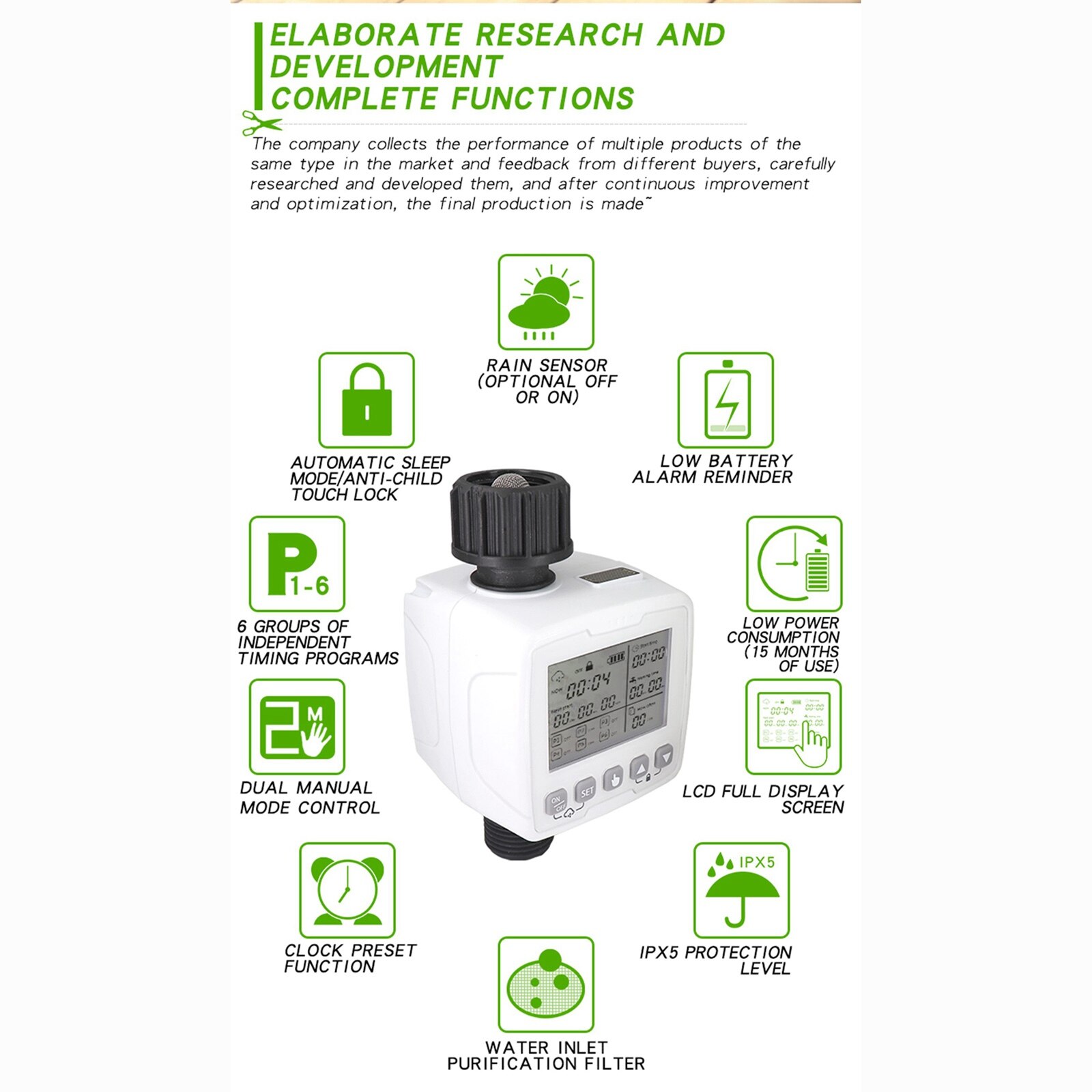 Electronic Irrigation Regulator Automatic Irrigation Timer Rain Sensor Smart Irrigation Controller System Outdoor Drip Irrigatio