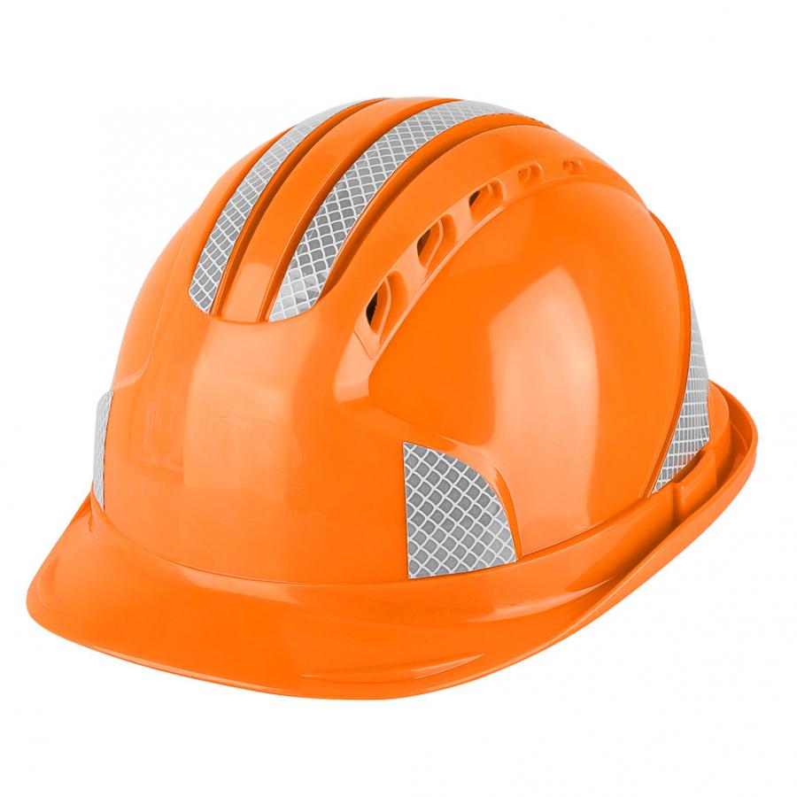 Safety Helmet Worker Construction Site Protective Cap Ventilate ABS Hard Hat Reflective Stripe Safety Helmet casco de seguridad: Orange