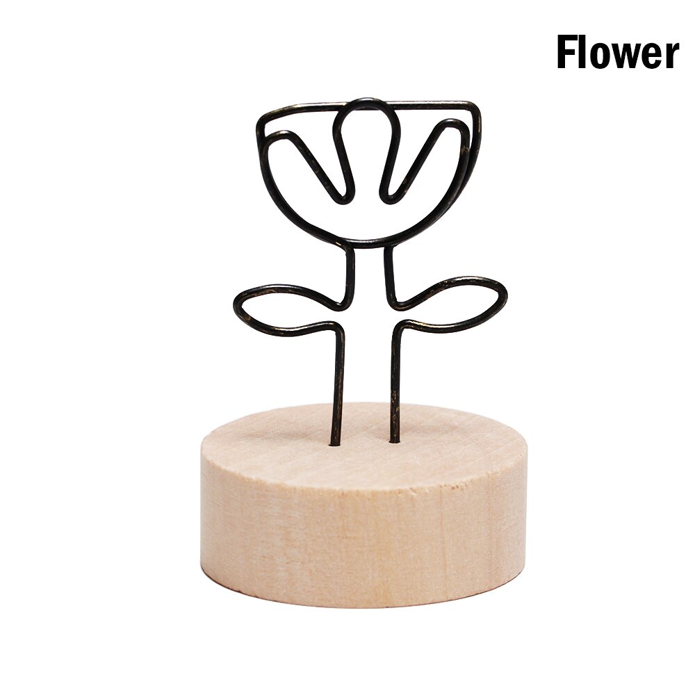 Heart Cat Wooden Photo Clip Memo Name Card Pendant Holder Note Articles Picture Frame Table Number Wedding Photo Holder: flower