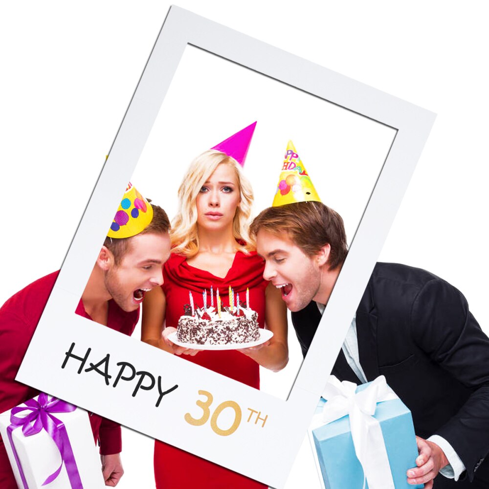 Happy 30th DIY Paper Picture Frame Cutouts Photo Booth Props for Birthday Party: As Shown