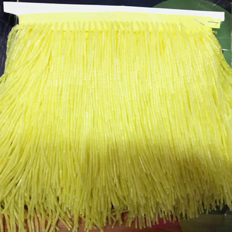 1 gård 15cm guldpärlor fransar trim band syrör tofs fransar trimning latin klänning drama aftonklänning plagg tillbehör: Gul