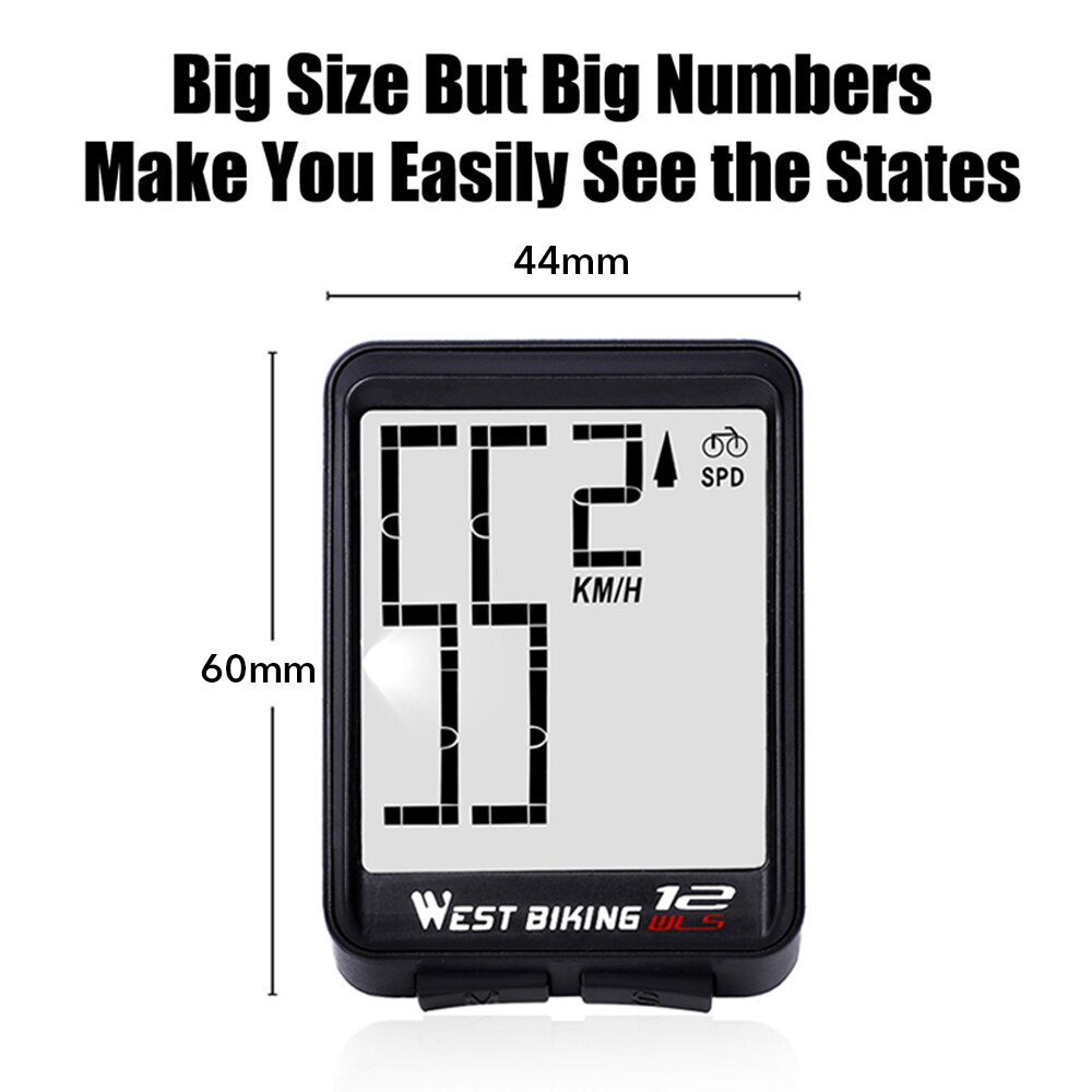 Large Wireless Bicycle Computer Digital Bike Computer Odometer Speedometer GPS Bike Speed Distance Time Measure