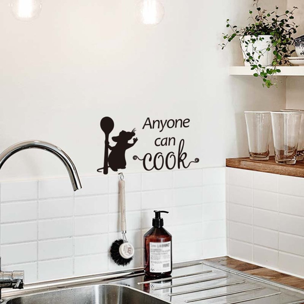 1 stk væg klistermærker alle kan lave mad engelsk køkken slogan aftagelige væg klistermærker landskabspleje dekoration
