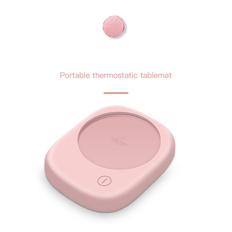 Kbxstart 220v kopp värmare mini bärbar skrivbords koppvärmare 3 växlar termostatisk värme glasunderlägg matta multifunktion värmare maskin: Rosa-uk-kontakt