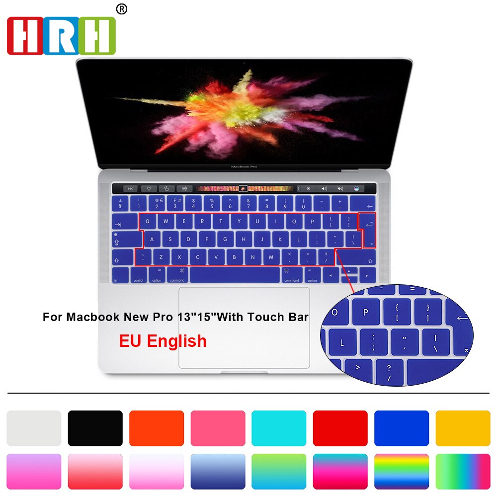 Hrh Engels Eu Silicone Toetsenbord Cover Skin Protector Voor Mac Newpro 13 "A1706 A2159 Pro 15" A1707 Met touch Bar