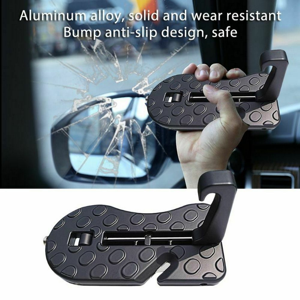 Hook Door Pedal Invisible Blade Safe Escape Safety Hammer With Bumper Black Aluminum Alloy Auto Parts