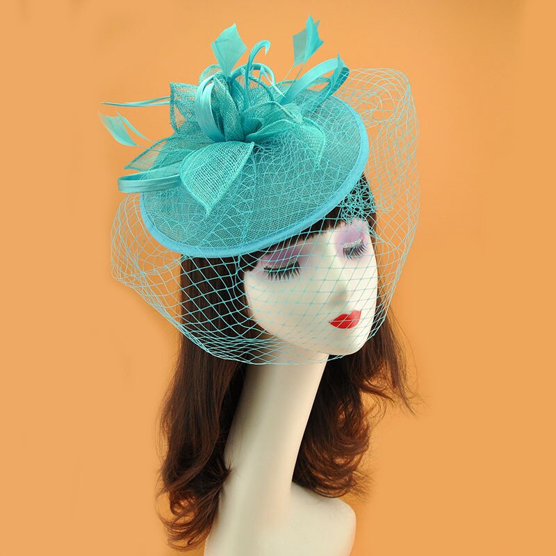 Wedding Bridal Hats bridcage Veil Fascinators headpiece party hair accessories party Hat wedding accessories: Blue