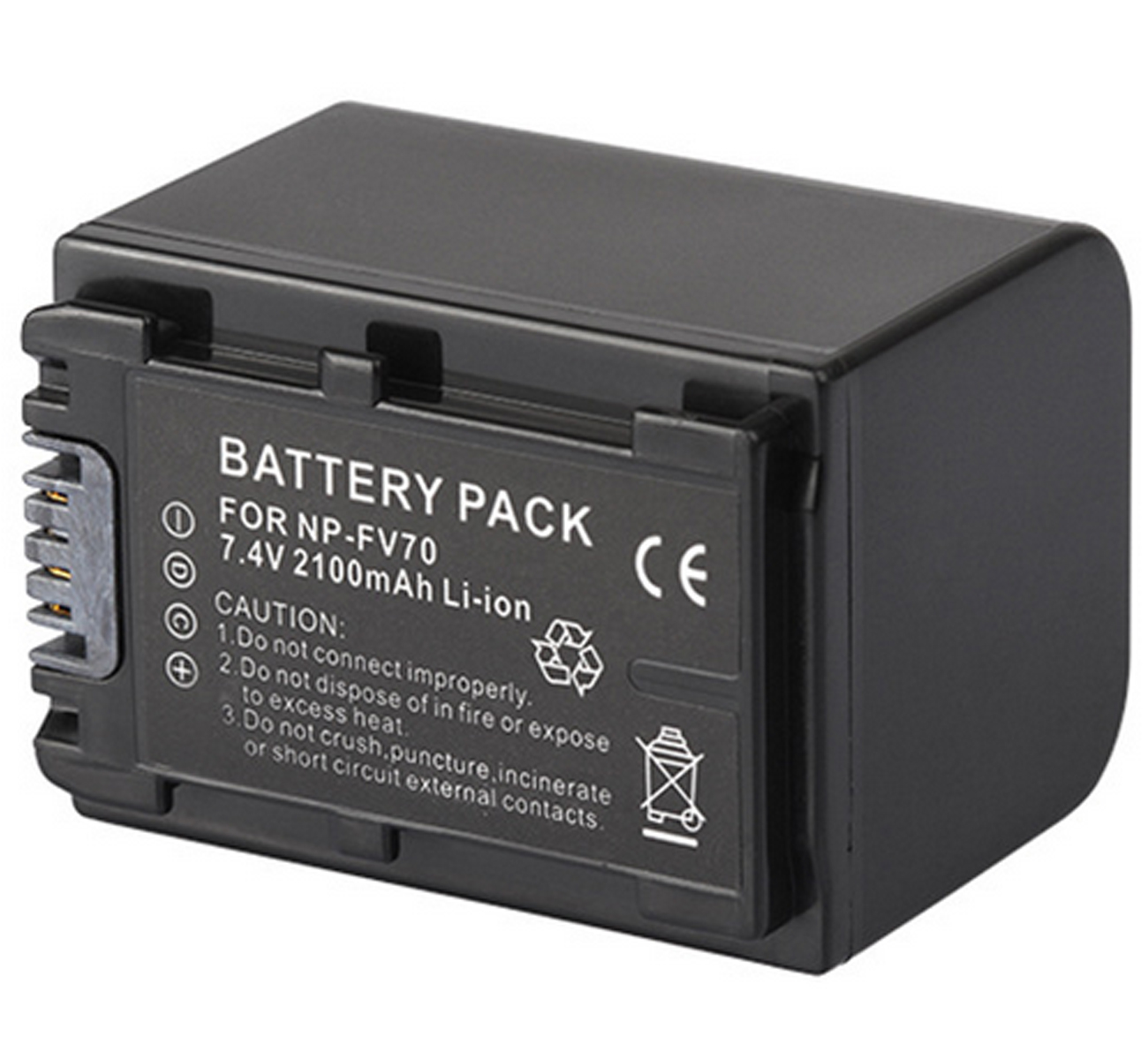 Batterij Pack Voor Sony HDR-CX110E, HDR-CX130E, HDR-CX150E, HDR-CX160E, HDR-CX170E, HDR-CX180E, HDR-CX190E Handycam Camcorder: 1x NP-FV70 Battery