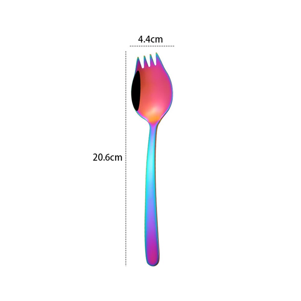 Tenedor y combinación de cuchara 2 en 1, vajilla de acero inoxidable de alta gama para ensalada, tenedor para Noodles, cuchara para sopa, cubiertos creativos para alimentos: Chromatic