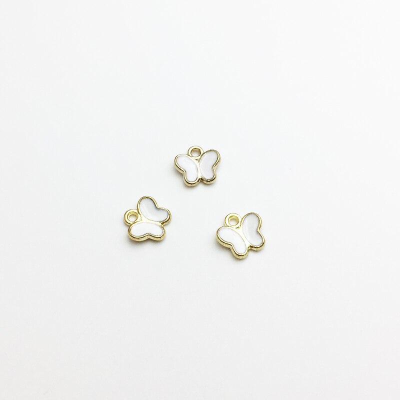 50 PC Little Cute Butterfly Shape Charm DIY Jewelry Bracelet Necklace Pendant Charms Gold Tone Enamel Floating Charm