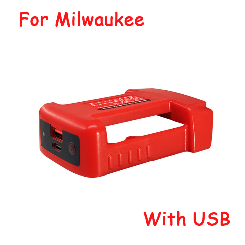 Adaptador de cargador USB mejorado para Makita, Dewalt, Milwaukee, iones de litio de 18V con/sin soporte de batería USB tipo C, carga rápida: Plata